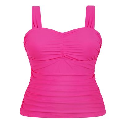 Hilor Hot Pink Underwire Swimsuit Tops for Women Large Bust Sexy Slimming Tankini Top Swimwear Push Up Bathing Suit Top only 8