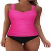 Hilor Hot Pink Underwire Swimsuit Tops for Women Large Bust Sexy Slimming Tankini Top Swimwear Push Up Bathing Suit Top only 8 view 3