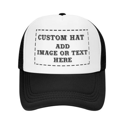 Custom Adult Trucker Hats Personalized Text and Print Photo,Image, Personalized Adjustable Sun Hat Unisex-Black