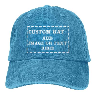 Custom Soft Baseball Cap Personalized Text and Print Photo,Image, Cotton Dad Hats for Men & Women-Blue
