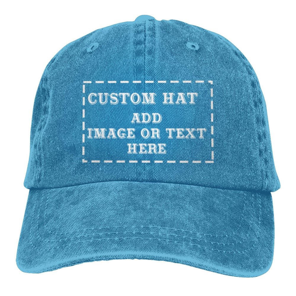 Custom Soft Baseball Cap Personalized Text and Print Photo,Image, Cotton Dad Hats for Men & Women-Blue