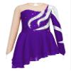 YOOJOO Kids Girls Mesh Long Sleeve Figure Ice Skating Dress Rhinestone Roller Skating Dance Performance Costume E1139Purple 10 Years view 1