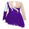 YOOJOO Kids Girls Mesh Long Sleeve Figure Ice Skating Dress Rhinestone Roller Skating Dance Performance Costume E1139Purple 10 Years view 2