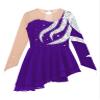YOOJOO Kids Girls Mesh Long Sleeve Figure Ice Skating Dress Rhinestone Roller Skating Dance Performance Costume E1139Purple 10 Years view 3
