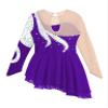YOOJOO Kids Girls Mesh Long Sleeve Figure Ice Skating Dress Rhinestone Roller Skating Dance Performance Costume E1139Purple 10 Years view 4