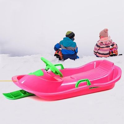 Double Thickened Sled, Children's Sled with Steering Wheel, Sled with Brake Handrail