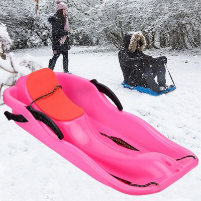 Children's Sledge, Thickened Double Sledge, Multi-Coloured Plastic Sledge, Sledge with Backrest