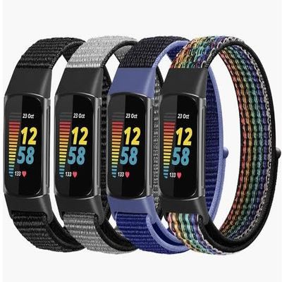Relting Compatible with Fitbit Charge 6 Bands/Fitbit Charge 5 Bands for Women Men,Soft Breathable Velcro Nylon Loop Sport Strap Replacement Wristbands for Fitbit Charge 5/Fitbit Charge 6