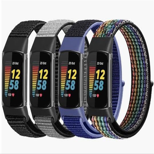 Relting Compatible with Fitbit Charge 6 Bands/Fitbit Charge 5 Bands for Women Men,Soft Breathable Velcro Nylon Loop Sport Strap Replacement Wristbands for Fitbit Charge 5/Fitbit Charge 6
