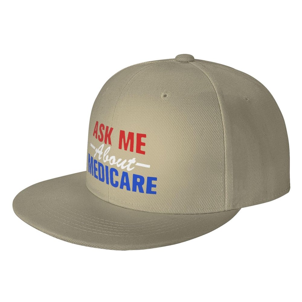 vrilu Ask Me About Medicare Snapback Hat Adjustable for Men Women Baseball Hat with Flat Brim Natural