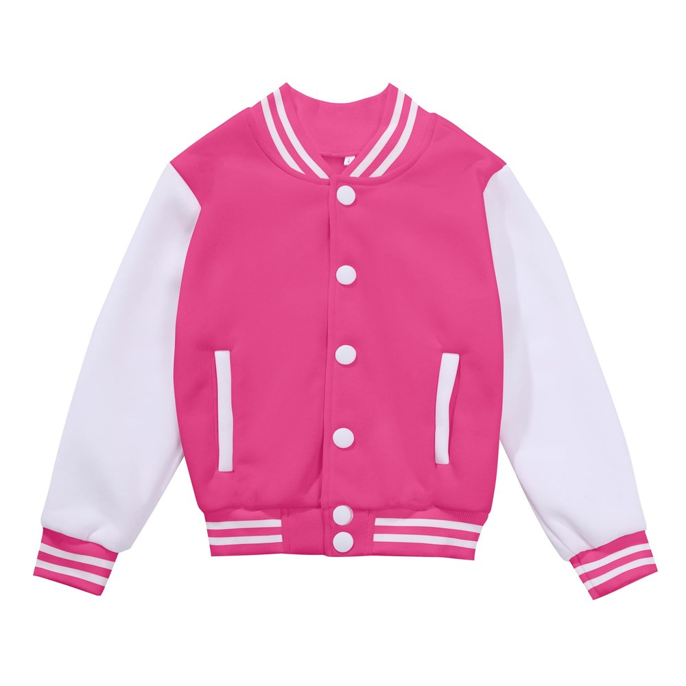 NICNZQI Kids Varsity Jacket Girls Boys Baseball Jacket Bomber Coat School Jackets with Pocket