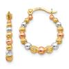 14K w/Rose and White Rhodium Madi K Beaded Hoop Earrings view 1