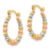 14K w/Rose and White Rhodium Madi K Beaded Hoop Earrings view 2