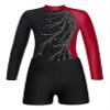 YOOJOO Girls Gymnastic Leotard Dance Leotard with Shorts Long Sleeve Gymnastic Suit Dance Biketard Unitard Bodysuit Burgundy 14 Years view 3