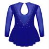 YOOJOO Girls Long Sleeves Figure Ice Skating Dress Kids Leotard Roller Skating Rhinestones Sheer Mesh Ballet Dance Dress Royal Blue 16 Years view 2