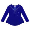 YOOJOO Girls Long Sleeves Figure Ice Skating Dress Kids Leotard Roller Skating Rhinestones Sheer Mesh Ballet Dance Dress Royal Blue 16 Years view 3