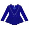 YOOJOO Girls Long Sleeves Figure Ice Skating Dress Kids Leotard Roller Skating Rhinestones Sheer Mesh Ballet Dance Dress Royal Blue 16 Years view 4