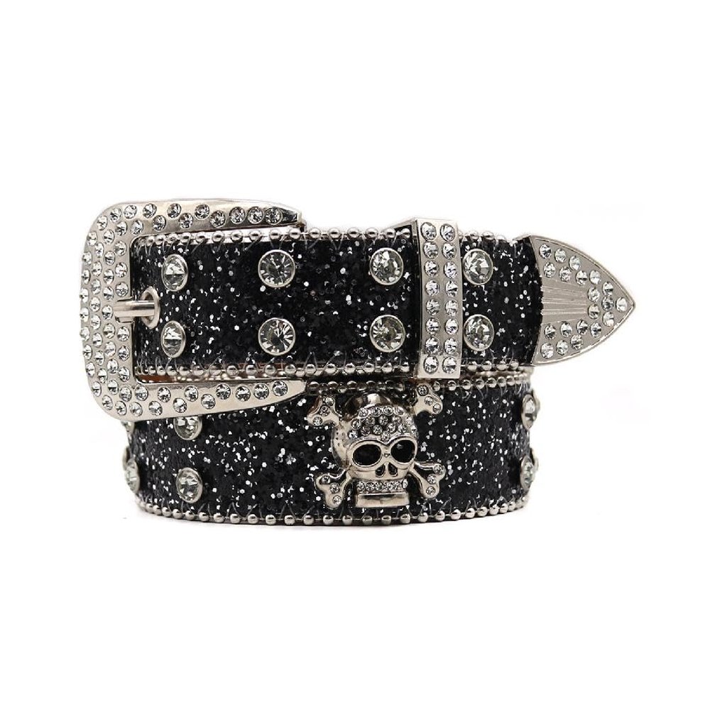 NUEAYMS Locomotive Waist Belt Shinning Buckle Belts For Woman Men Skull Decor Waist Strap For Jeans Dress Waist