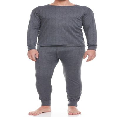Glory Max Men Fleece Lined 100% Cotton Thermal Long Johns Top Bottom Underwear Set (Dark Gray, 2XL)