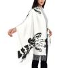 AoRom Black And White Giraffe Printed Tassel Scarf For Men And Women,Soft Long Fashion Scarves,Cashmere Feel Wrap Shawl Cape view 4