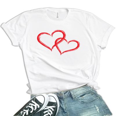 Valentines Tshirts for Women - Cute Present Valentines Day Shirts for Women [40021175-AA] | White 2 Heart, XL