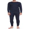 Glory Max Men Fleece Lined 100% Cotton Thermal Long Johns Top Bottom Underwear Set (Navy, M) view 1