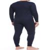 Glory Max Men Fleece Lined 100% Cotton Thermal Long Johns Top Bottom Underwear Set (Navy, M) view 2