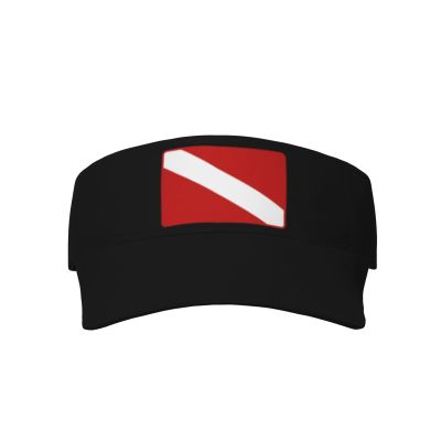 Scuba Diving Deep Dive Flag Sports Sun Visor Hats Adjustable Sun Visor Caps Black