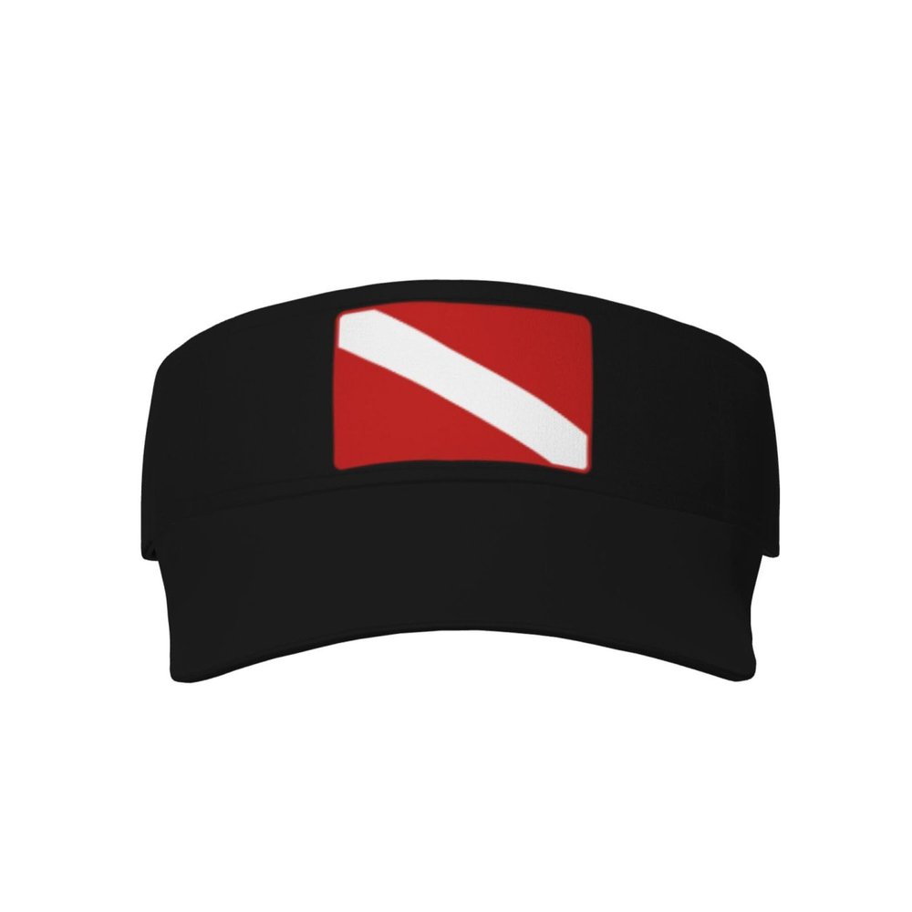 Scuba Diving Deep Dive Flag Sports Sun Visor Hats Adjustable Sun Visor Caps Black