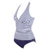 SUUKSESS Women Sexy Halter Tankini Bathing Suits Slimming Tummy Control High Waisted Swimsuits 2 Piece (White Blue Striped, M) view 4