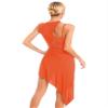 Xnihocha Women Lyrical Dance Dress One Shoulder Split Asymmetrical Modern Contemporary Ballroom Latin Dance Costume F0658Orange Large view 2