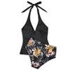 SUUKSESS Women Sexy Halter Tankini Bathing Suits Slimming Tummy Control High Waisted Swimsuits 2 Piece (Retro Black Floral, S) view 4