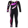 YOOJOO Kids Girls Gymnastics Dance Outfits Long Sleeve Leotard Biketard Jumpsuit with Leggings Pants Set Activewear Black&Hot Pink 8 Years view 3