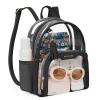 Missnine Small Clear Backpack Stadium Approved, Thick PVC Mini Clear Bag with Leather Trim for Sports Event, Concert, Festival, Black view 1
