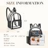 Missnine Small Clear Backpack Stadium Approved, Thick PVC Mini Clear Bag with Leather Trim for Sports Event, Concert, Festival, Black view 2