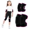 YEEKORO Kids Youth Adjustable Knee Elbow Pads Set with Thickened SBR Pads for Riding Rollerblading Skating Skateboarding Snowboarding Volleyball (Black-Pink) view 1