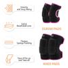 YEEKORO Kids Youth Adjustable Knee Elbow Pads Set with Thickened SBR Pads for Riding Rollerblading Skating Skateboarding Snowboarding Volleyball (Black-Pink) view 3