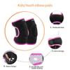 YEEKORO Kids Youth Adjustable Knee Elbow Pads Set with Thickened SBR Pads for Riding Rollerblading Skating Skateboarding Snowboarding Volleyball (Black-Pink) view 4