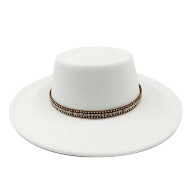Fedora Hat 8Cm Top Women's Jazz Hat Men's Classic Flat Top Fedora Hat Classic
