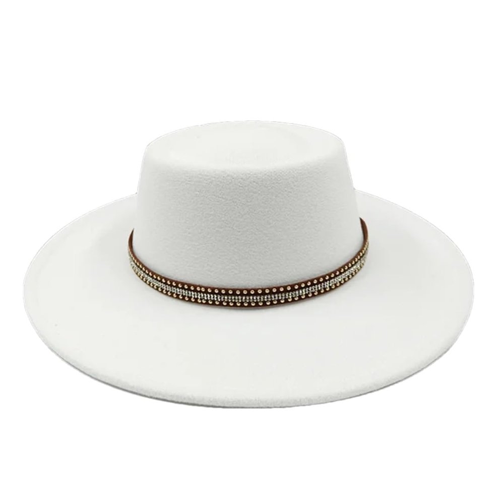 Fedora Hat 8Cm Top Women's Jazz Hat Men's Classic Flat Top Fedora Hat Classic