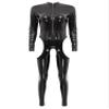 ACSUSS Womens Cutout Crotch Patent Leather Jumpsuit Zipper Stand Collar Crotchless Bodysuit Black Medium view 2
