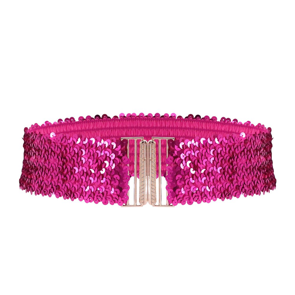 jascaela Womens Sparkly Sequin Belt Elastic Wide Waist Belt Stretch Waistband Party Cinch Belt for Dress