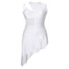 Xnihocha Women Lyrical Dance Dress One Shoulder Split Asymmetrical Modern Contemporary Ballroom Latin Dance Costume F0658White Large view 3