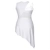 Xnihocha Women Lyrical Dance Dress One Shoulder Split Asymmetrical Modern Contemporary Ballroom Latin Dance Costume F0658White Large view 4