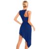 Xnihocha Women Lyrical Dance Dress One Shoulder Split Asymmetrical Modern Contemporary Ballroom Latin Dance Costume F0658Navy Large view 2