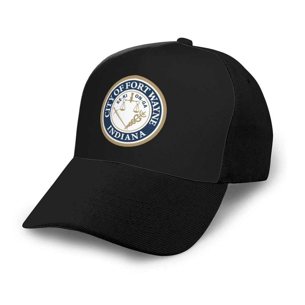 AMSTO Seal of The City of Fort Wayne, Indiana Baseball Cap for Men Women Baseball Hat Outdoor Casual Breathable Caps Adjustable Trucker Hat Dad Hats Black