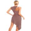 Xnihocha Women Lyrical Dance Dress One Shoulder Split Asymmetrical Modern Contemporary Ballroom Latin Dance Costume F0658Brown Small view 2