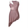 Xnihocha Women Lyrical Dance Dress One Shoulder Split Asymmetrical Modern Contemporary Ballroom Latin Dance Costume F0658Brown Small view 3