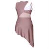 Xnihocha Women Lyrical Dance Dress One Shoulder Split Asymmetrical Modern Contemporary Ballroom Latin Dance Costume F0658Brown Small view 4