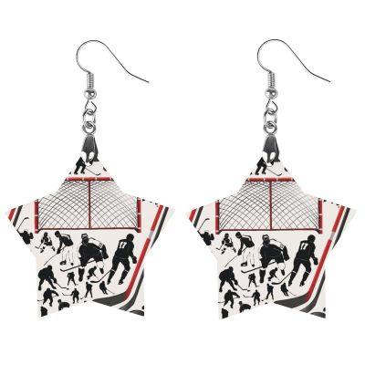 Hockey Wood Dangle Earrings Fashion Star Charms Pendants Earrings Jewelry Drop Earrings for Women